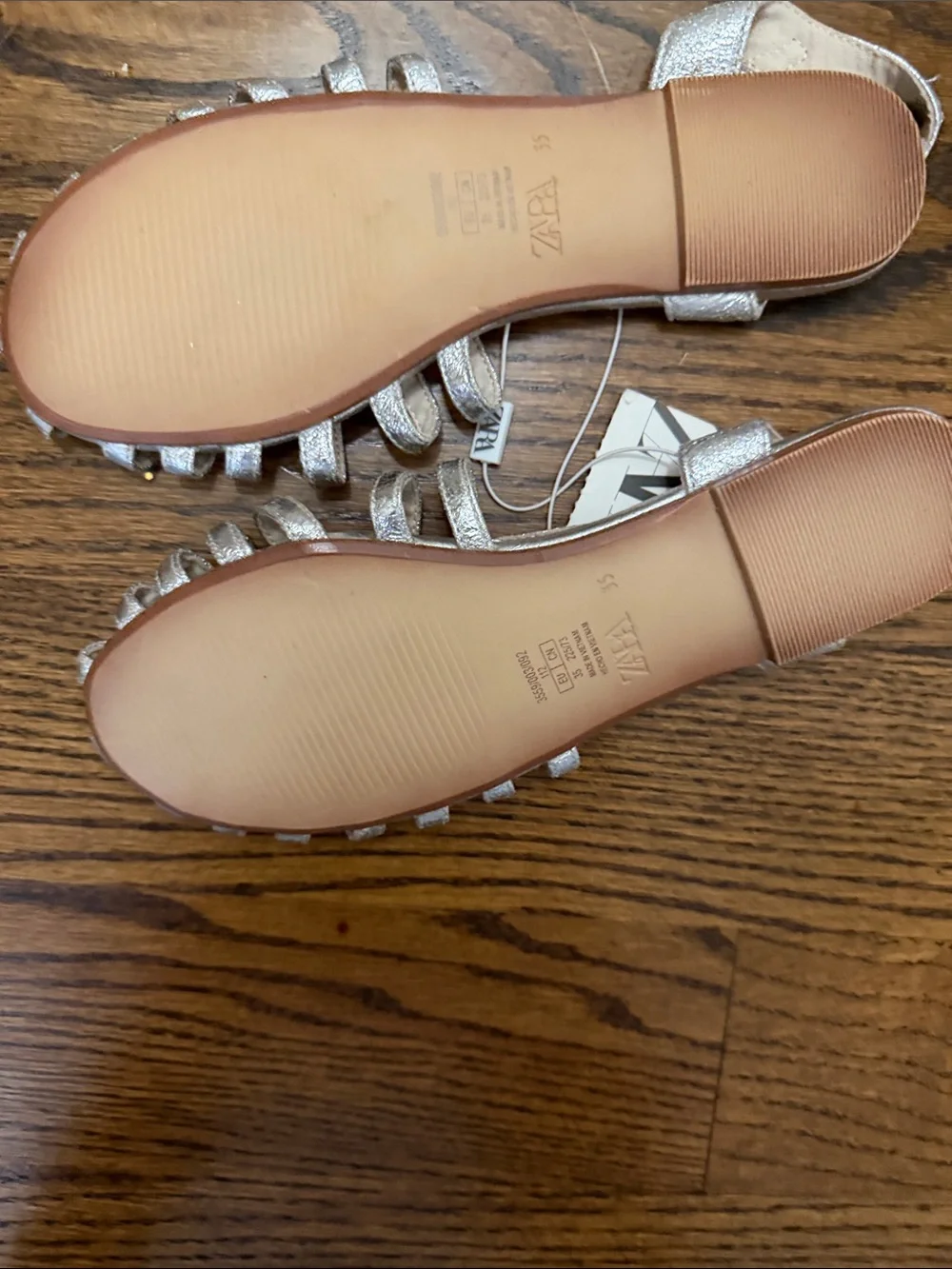 Zara Metallic Silver Strappy Sandals